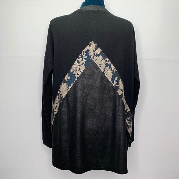 D Exterior Italy Sweater Small Black Leather Lace Detail Pullover - Picture 1 of 9